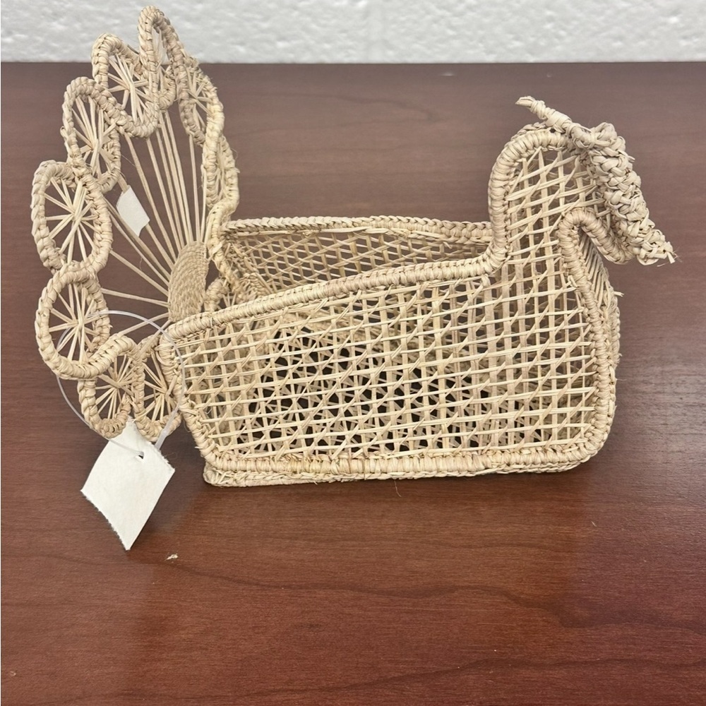 Vintage Disney Swan Wicker Basket